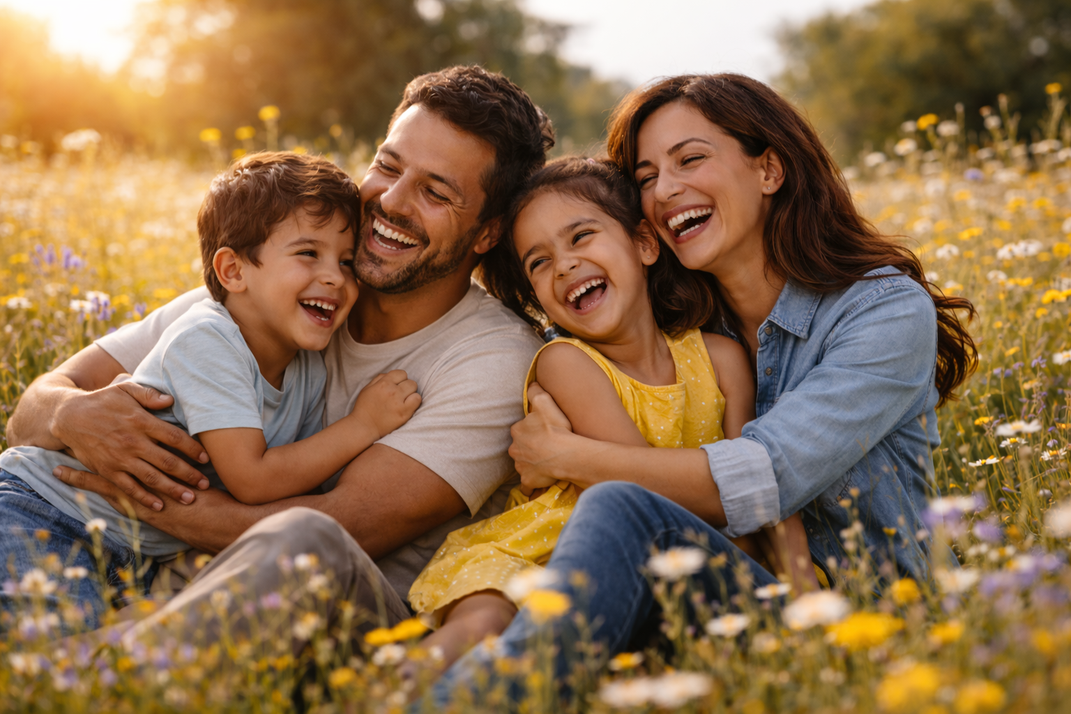 Familia disfrutando al aire libre